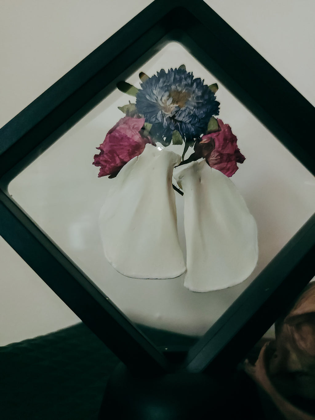 Red Fox Scapula Bones with Preserved Asters and Roses - Symbolic Nature Display