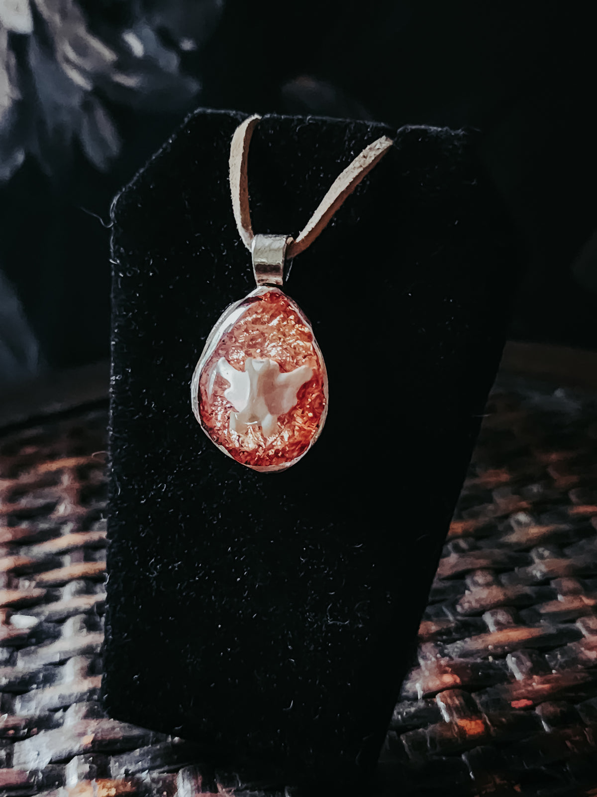 18" Squirrel Vertebrae Resin Pendant Necklace