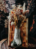Deer Leg Dried Flower Bouquet Burned Wood Plaque with Moss – Rustic Woodland Wall Décor
